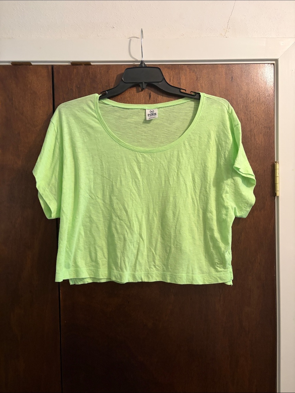 PINK Victoria's Secret Neon Lime Crop Tee